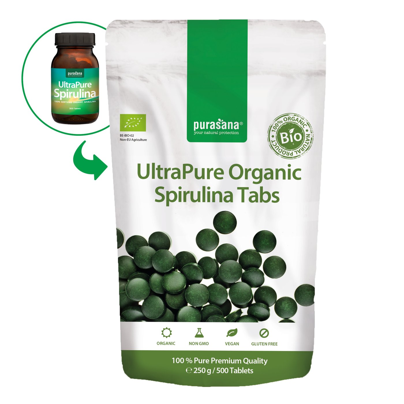 UltraPure Organic Spirulina - 500 Tabs
